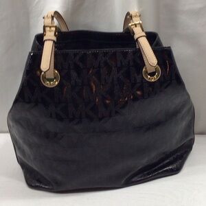 Michael Kors Jet Set Black Patent Leather Tote